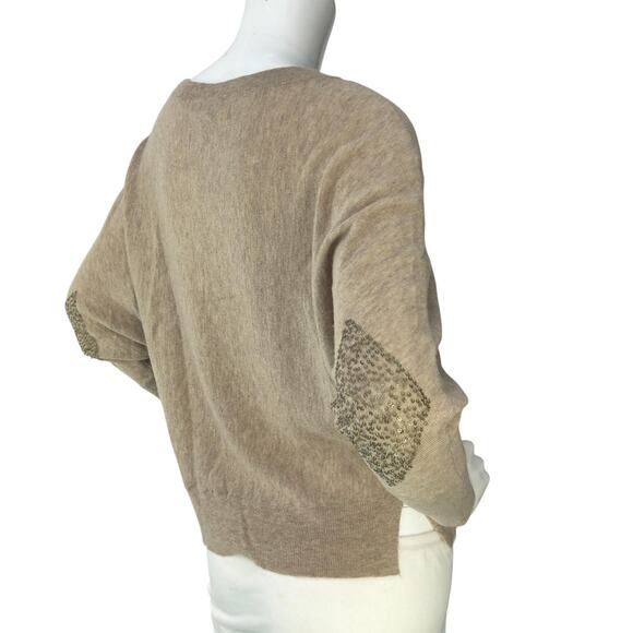 Zadig & Voltaire Sweater Womens Small Wool Cashmere Pullover Sequin Elbow Patch - Picture 8 of 16